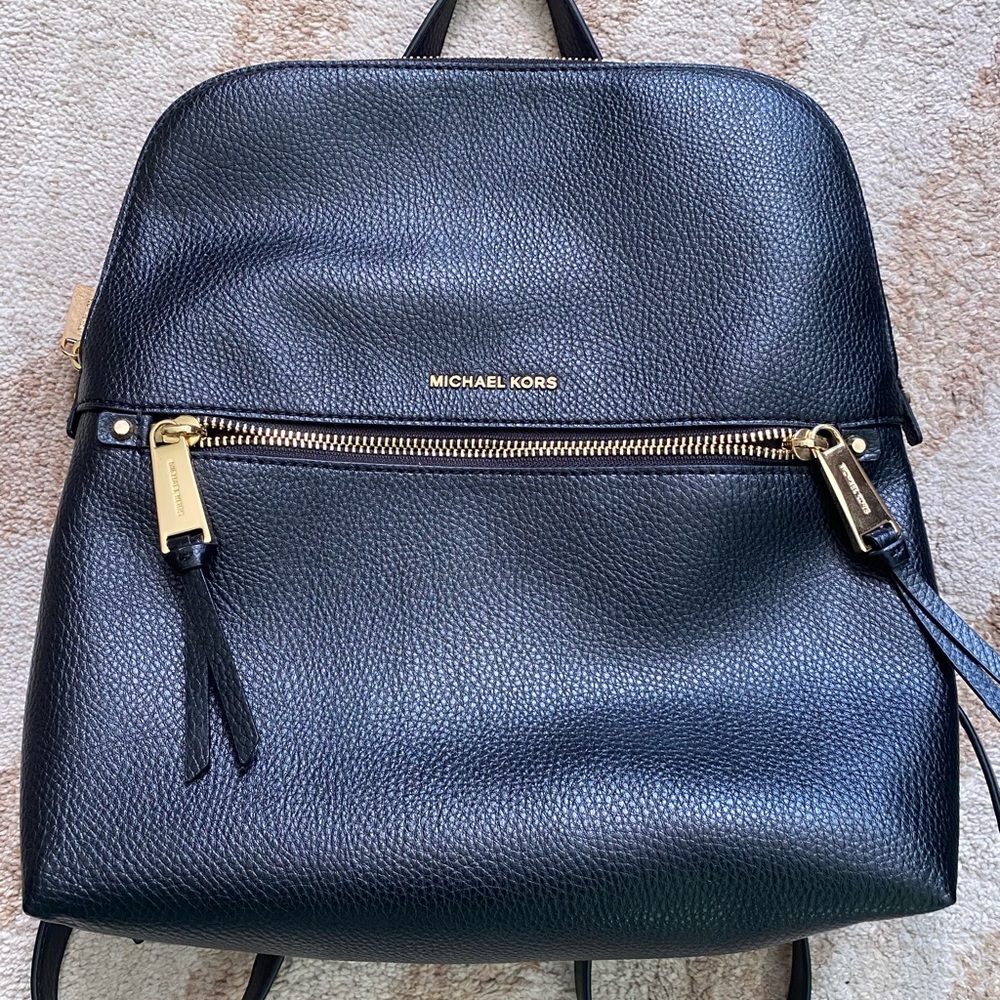 Micheal Kora black leather backpack nwt